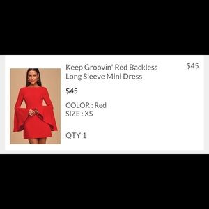BRAND NEW RED BELL-SLEEVE LULUS DRESS W/ PRICE TAG